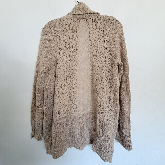 Chico's Wool Lace Back Lara Cocoon Cardigan Sweater Beige Metallic Gold Size 0 - Picture 5 of 14